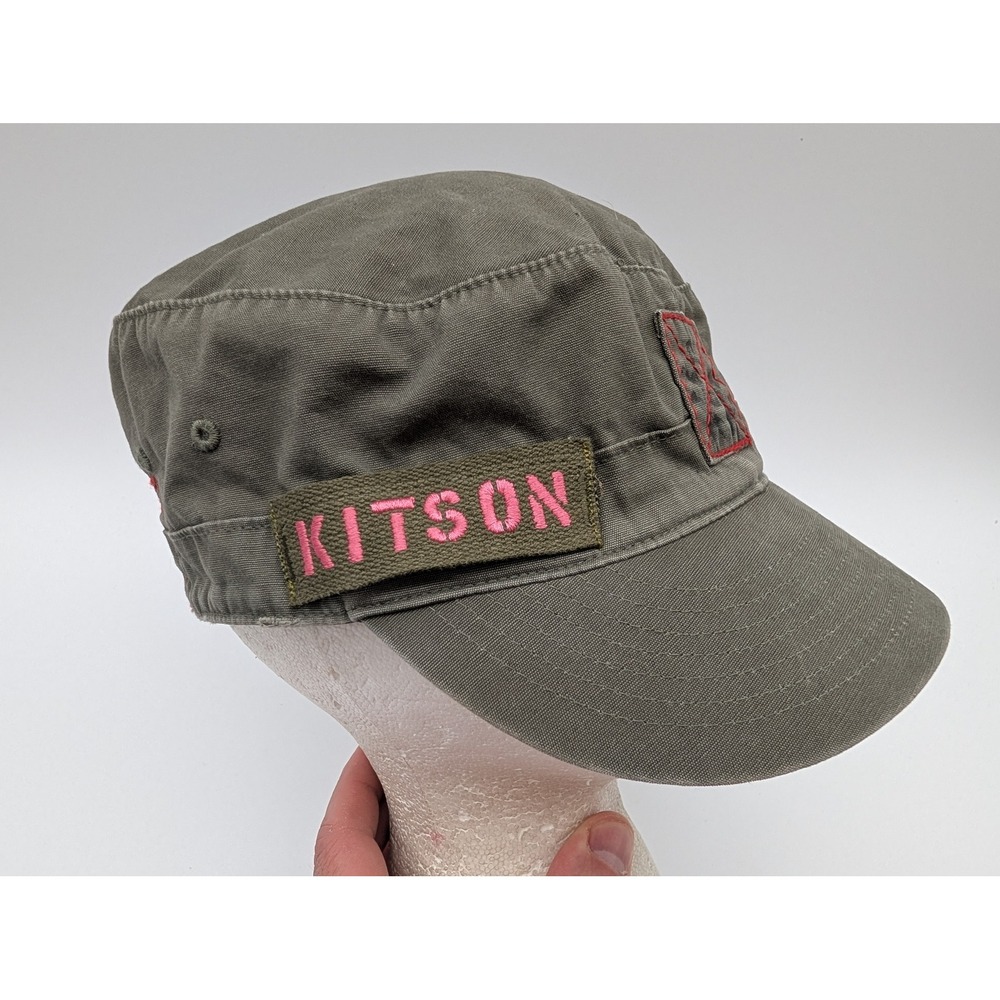 A. Kurtz Military Cadet Hat Olive Green Kitson Patch Stencil Cotton Cap Large